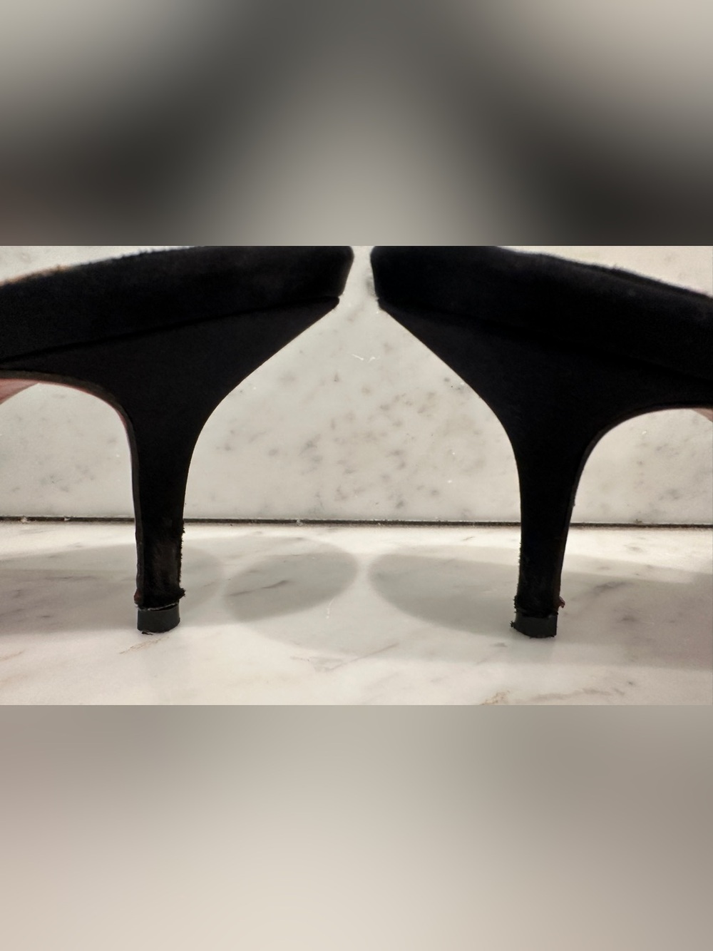 Vintage Christian Louboutin Black Silk Oval Peep Toe Mule Heels EU 40.5 Red Sole - Picture 6 of 7
